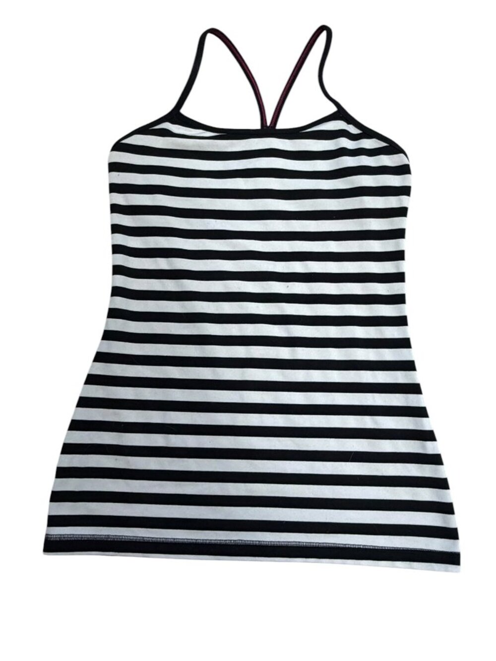 EUC Lululemon Black White Striped Built-In Bra Tank Top Size 6